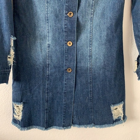 Mebon by Machine Jeans Ripped / Distressed Denim Shirt Dress - Picture 4 of 11